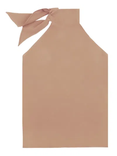 Glanshirt Top Mit Neckholder In Brown