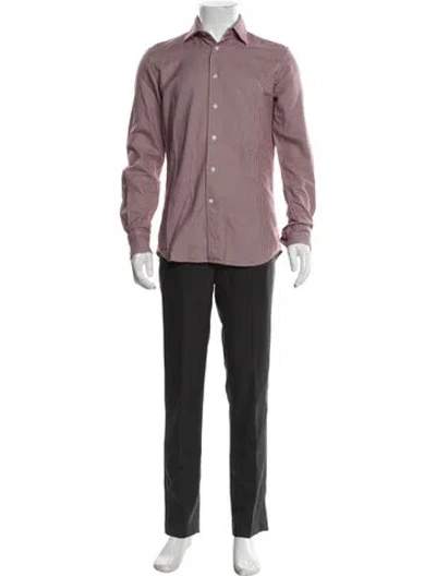 Pre-owned Glanshirt Houndstooth Print Long Sleeve Shirt In Red