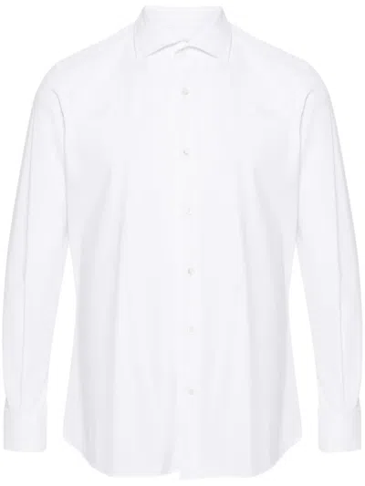 Glanshirt Long-sleeve Stretch-jersey Shirt In White
