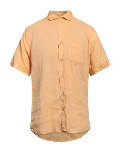 Glanshirt Man Shirt Apricot Size 17 Linen In Neutral