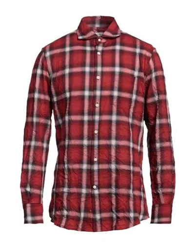 Glanshirt Man Shirt Brick Red Size 17 Polyester, Cotton