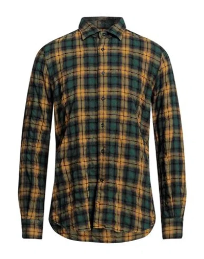 Glanshirt Man Shirt Dark Green Size 16 Cotton, Wool