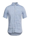 Glanshirt Man Shirt Light Blue Size 16 Linen