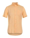 Glanshirt Man Shirt Apricot Size 17 Linen In Mandarin
