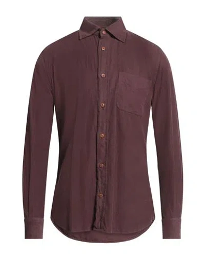 Glanshirt Man Shirt Mauve Size 16 Cotton In Purple