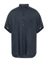 Glanshirt Man Shirt Midnight Blue Size 17 Linen