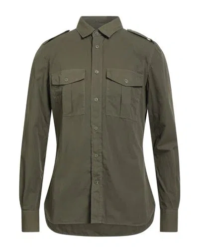 Glanshirt Man Shirt Military Green Size 17 Cotton
