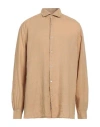 Glanshirt Man Shirt Sand Size 17 Linen In Beige