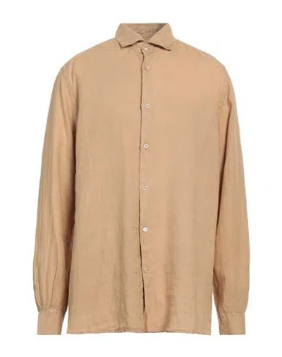 Glanshirt Man Shirt Sand Size 17 Linen In Beige