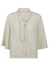 Glanshirt Relaxed Fit Linen Top With Unique Tie Detail In White