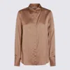Glanshirt Satin-effect Long-sleeve Shirt In Brown