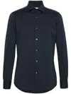 Glanshirt Seersucker Cotton-blend Shirt In Blau