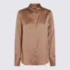 Glanshirt Satin-effect Long-sleeve Shirt In Brown