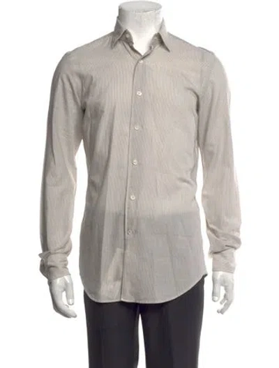 Pre-owned Glanshirt Striped Long Sleeve Dress Shirt In Neutrals