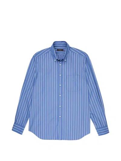 Glanshirt Striped Poplin Shirt In Blue