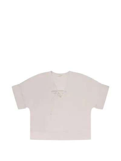 Glanshirt Tie-neck Blouse In Neutral