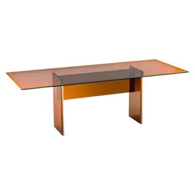 Pre-owned Glas Italia Bisel Table 220 Cm (86.6 In) In Glass By Patricia Urquiola - Ochre In Brown