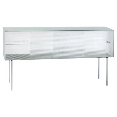 Pre-owned Glas Italia Commodore Sideboard In Glass By Piero Lissoni - Sliding Doors In Gray