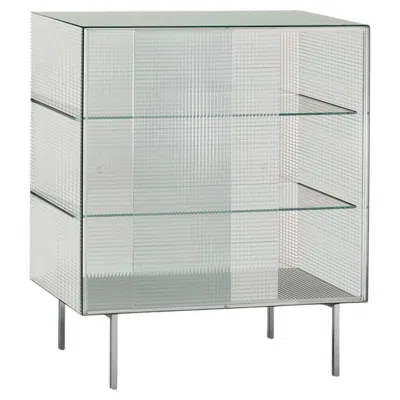Pre-owned Glas Italia Commodore Storage Unit In Glass By Piero Lissoni - Sliding Doors In Gray