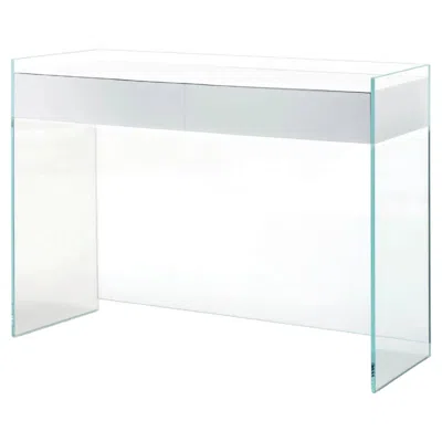 Pre-owned Glas Italia Float Rectangular Console Table 2 Drawers - Glass - Patrick Norguet In Gray