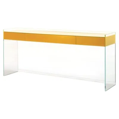 Pre-owned Glas Italia Float Rectangular Console Table - Yellow Glass - Patrick Norguet