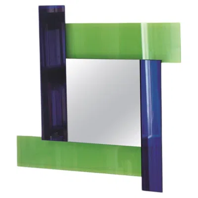 Pre-owned Glas Italia Gli Specchi Di Dioniso 2 - Square Wall Mirror Design Ettore Sottsass In Green