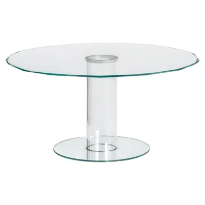 Pre-owned Glas Italia Hub Cut Round Table In Glass By Piero Lissoni 153 Cm 60.2 Inc In Gray