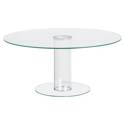 Pre-owned Glas Italia Hub Round Table Ø180 Cm (70.9 In) Transparent Glass - Piero Lissoni In Gray