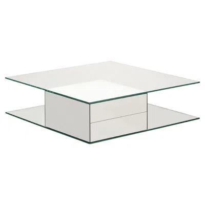 Pre-owned Glas Italia Ollie Low Glass Table With Mirror Drawers By Yabu Pushelberg 120 Cm In Gray