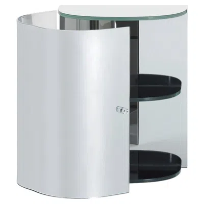 Pre-owned Glas Italia Oltralpe Bedside Table In Mirrored Glass By Inga Sempé - Hinged Door In Gray