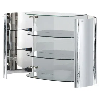 Pre-owned Glas Italia Oltralpe Sideboard In Mirrored Glass By Inga Sempé - Hinged Doors In Gray