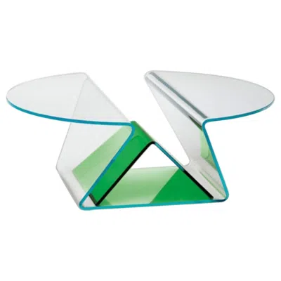 Pre-owned Glas Italia Plisse' Low Table In Emerald Green By Mario Bellini