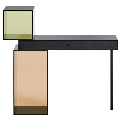 Pre-owned Glas Italia Ratio Desk With Drawers In Smoked Glass By Piero Lissoni In Brown