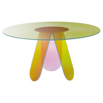 Pre-owned Glas Italia Shimmer Round Table Ø 140 Cm (55.1 In) In Glass - Patricia Urquiola In Brown