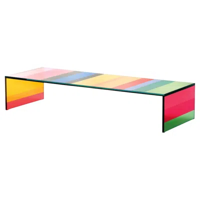 Pre-owned Glas Italia The Dark Side Of The Moon Low Table In Striped Glass, By Piero Lissoni In Stock In Sand
