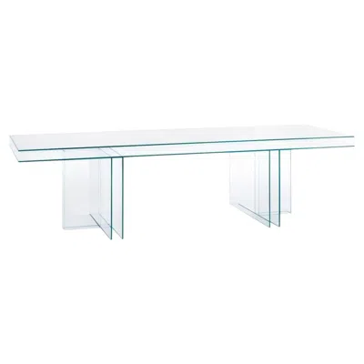 Pre-owned Glas Italia Verglas Rectangular Table 250 Cm (98.4 In) In Glass By Piero Lissoni In Gray