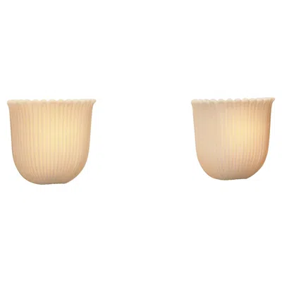 Pre-owned Glashütte Limburg Pair Of Model "2877" Wall Lamps By , Germany 1970s In Sand