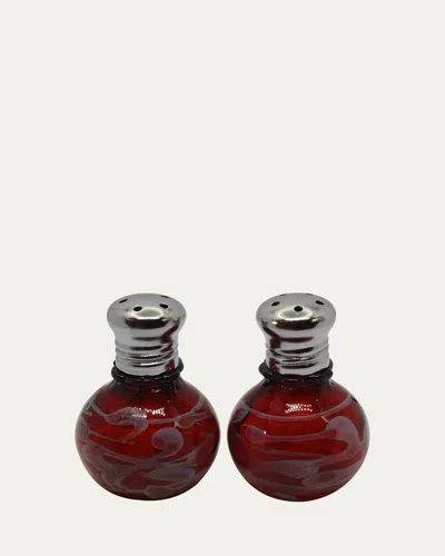 Glass Act Mini Abstract Salt And Pepper Shakers In Red