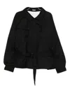 Glass Cypress Belted Double-breasted Coat In Black