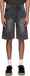 Glass Cypress Black Embroidered Denim Shorts In Black