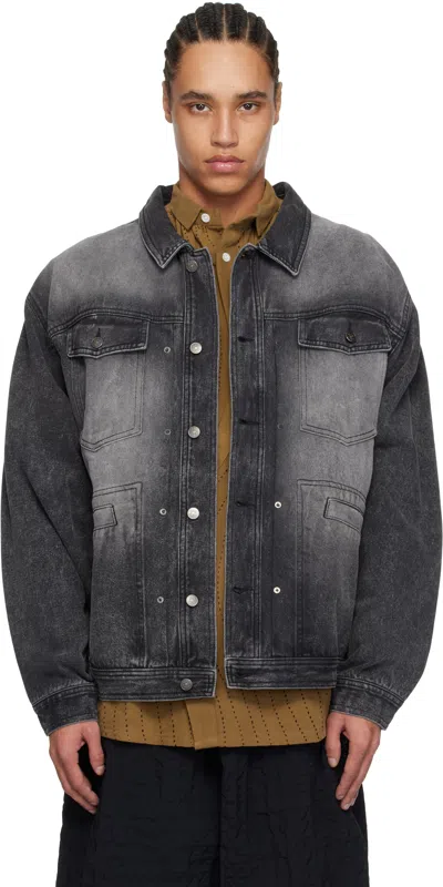 Glass Cypress Black Hand-embroidered Denim Jacket