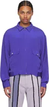 Glass Cypress Blue Silk Jacket In Blue