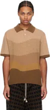 Glass Cypress Brown & Beige Knitted Polo In Brown
