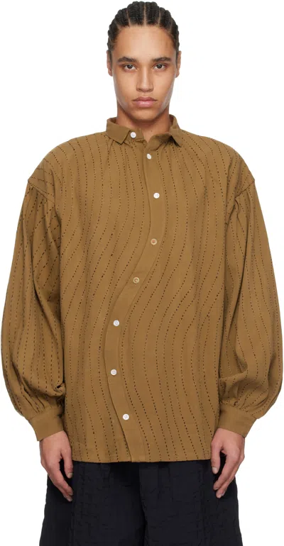 Glass Cypress Brown Curved Denim Shirt