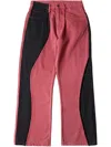Glass Cypress Red Panelled Flared Denim Pants In Red