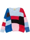 Glass Cypress Blue Colour-block Sweater In Blue