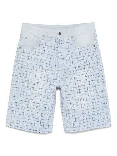 Glass Cypress Decorative-stitching Denim Shorts In Blue