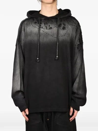 Glass Cypress Destroyed Cropped Hoodie In Black