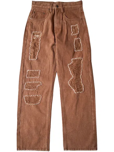 GLASS CYPRESS EMBELLISHED "BROWN" JEANS