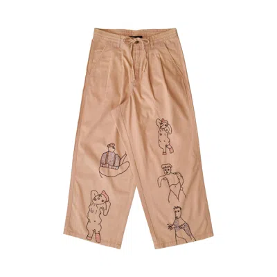 Pre-owned Glass Cypress Embroidered Multipleat Trouser 'tan' | Men's Size 34 In Brown